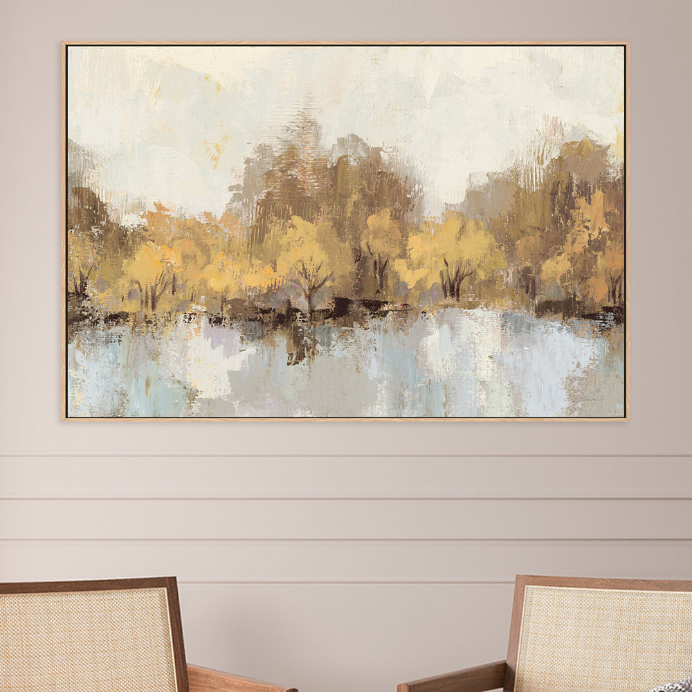 wall-art-print-canvas-poster-framed-Autumn River Reflection Gold-by-Silvia Vassileva-Gioia Wall Art