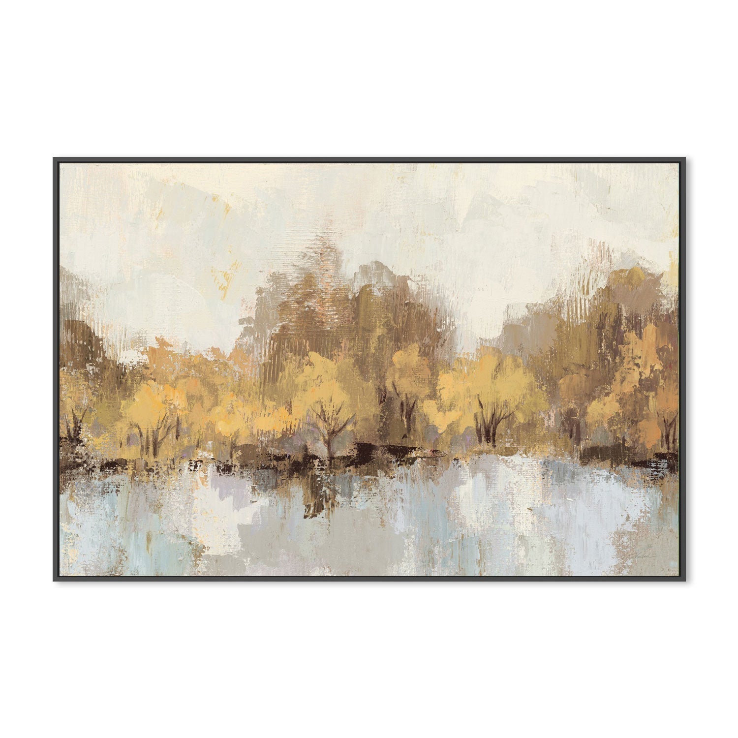 wall-art-print-canvas-poster-framed-Autumn River Reflection Gold-by-Silvia Vassileva-Gioia Wall Art