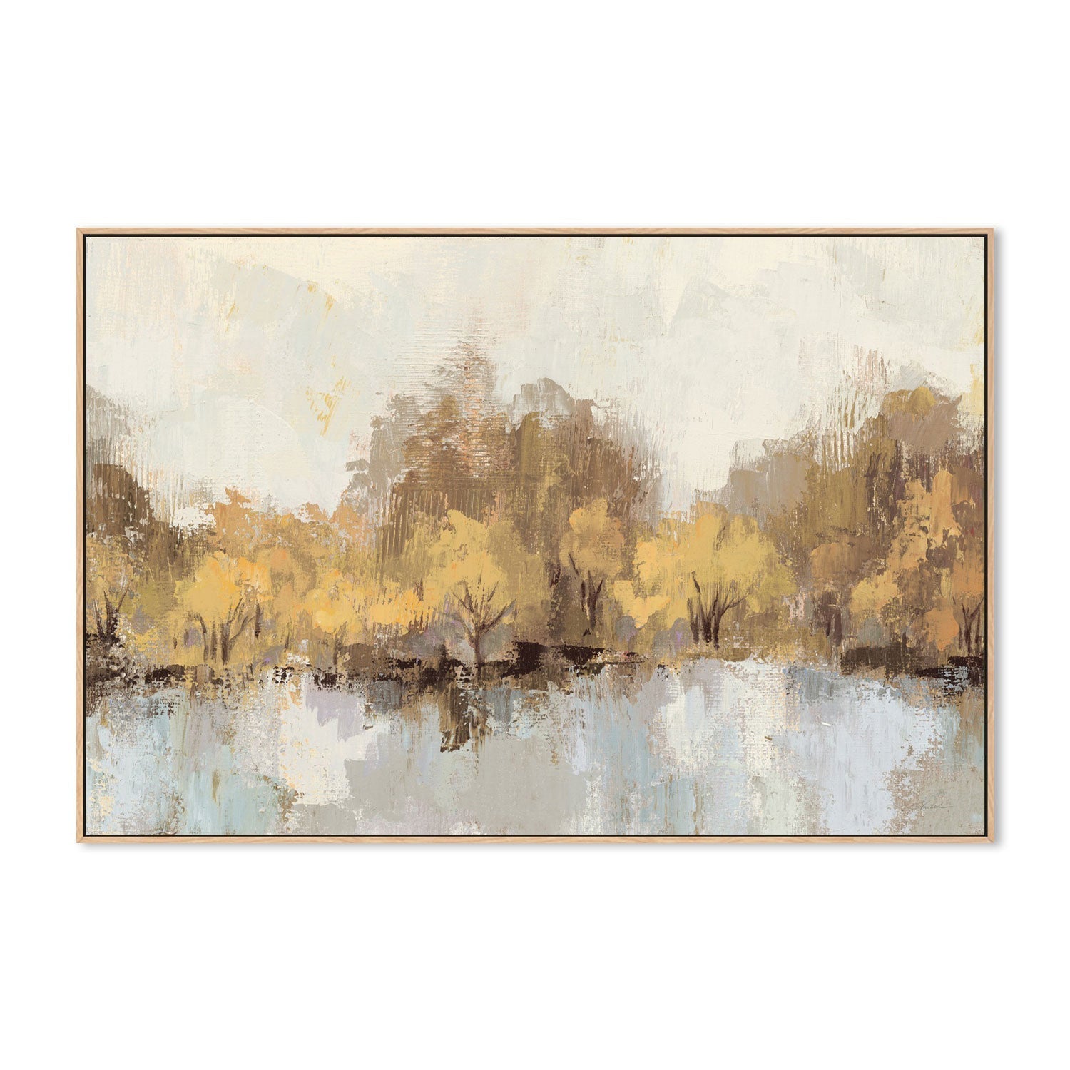 wall-art-print-canvas-poster-framed-Autumn River Reflection Gold-by-Silvia Vassileva-Gioia Wall Art