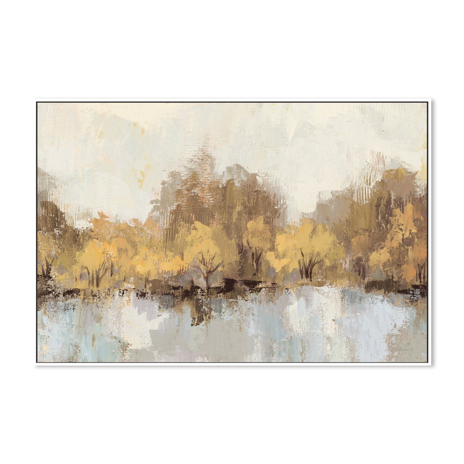 wall-art-print-canvas-poster-framed-Autumn River Reflection Gold-by-Silvia Vassileva-Gioia Wall Art