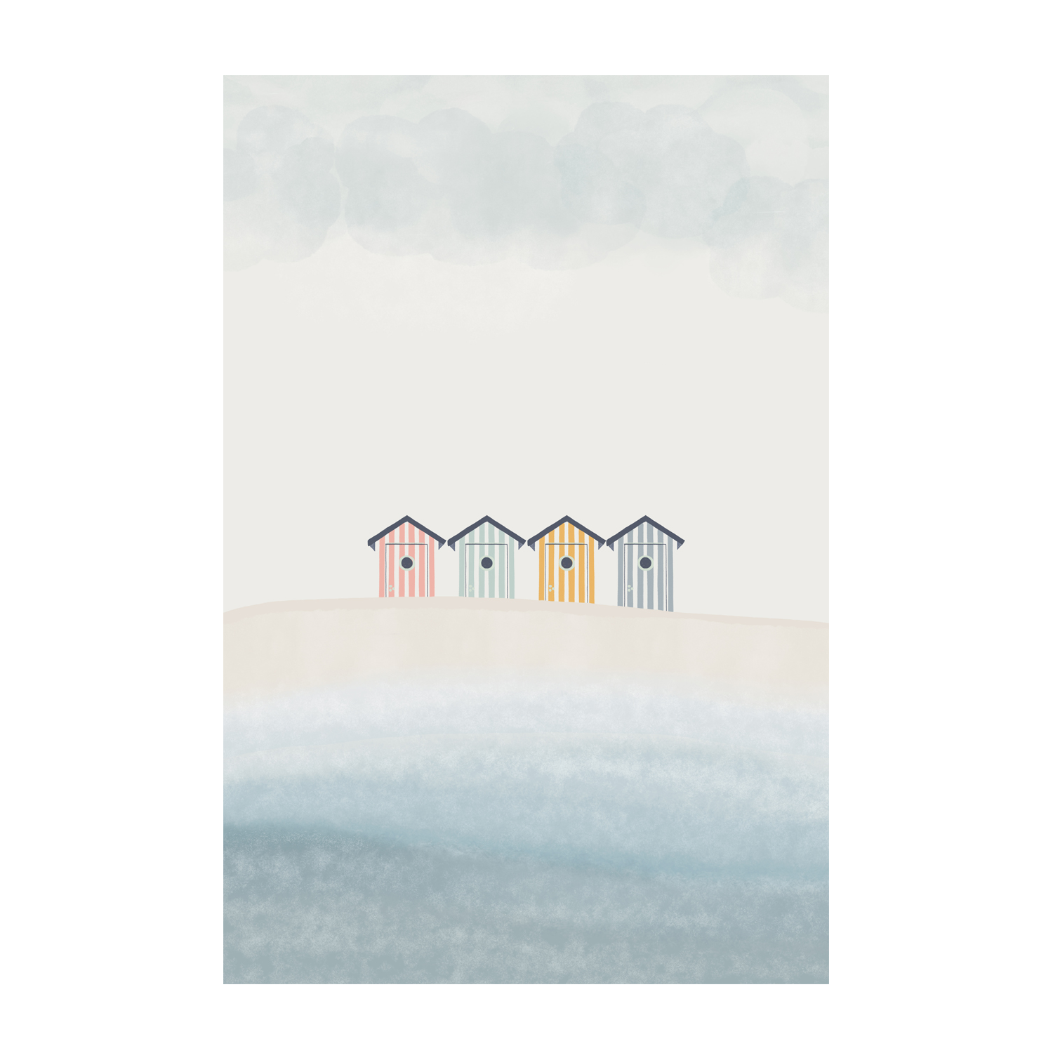 wall-art-print-canvas-poster-framed-Beach Cabins , By Menina Lisboa-1