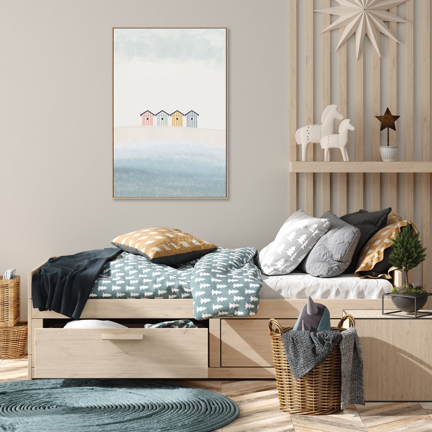 wall-art-print-canvas-poster-framed-Beach Cabins , By Menina Lisboa-7