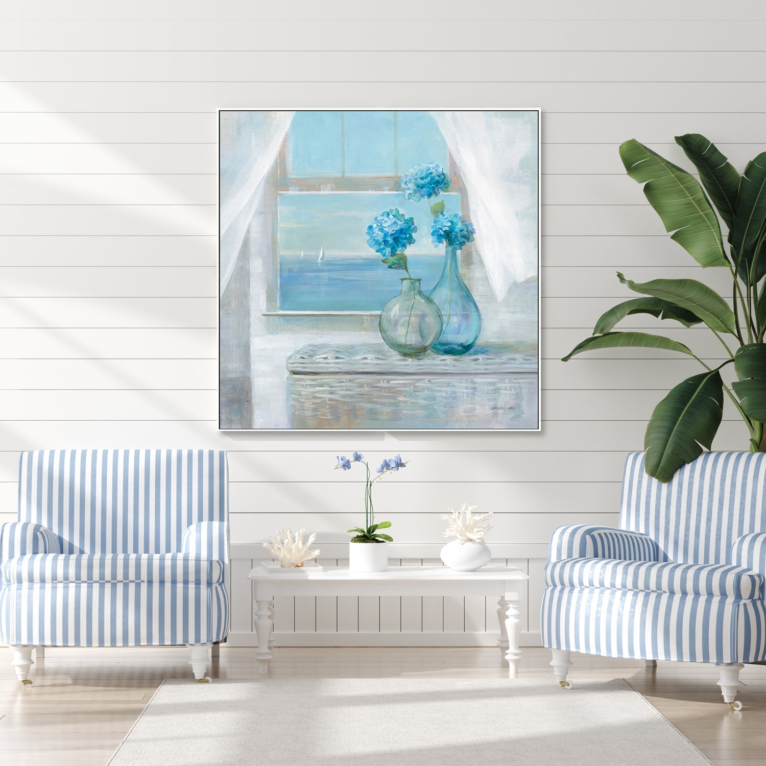 wall-art-print-canvas-poster-framed-Beach House Hydrangeas-by-Danhui Nai-Gioia Wall Art