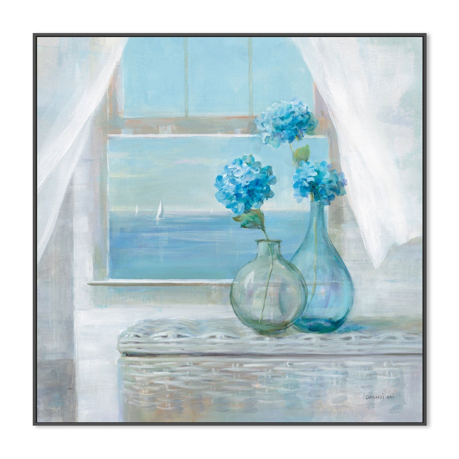 wall-art-print-canvas-poster-framed-Beach House Hydrangeas-by-Danhui Nai-Gioia Wall Art