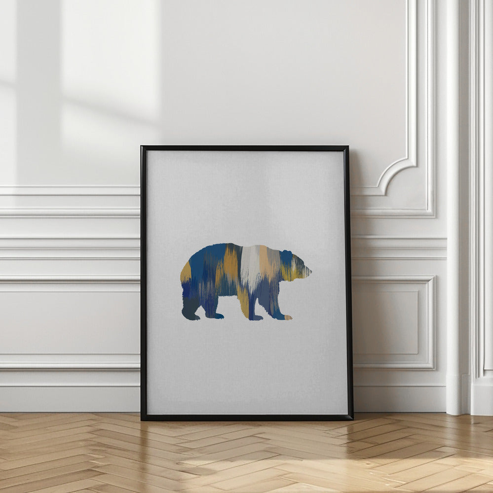 wall-art-print-canvas-poster-framed-Bear Blue & Yellow , By Orara Studio-2