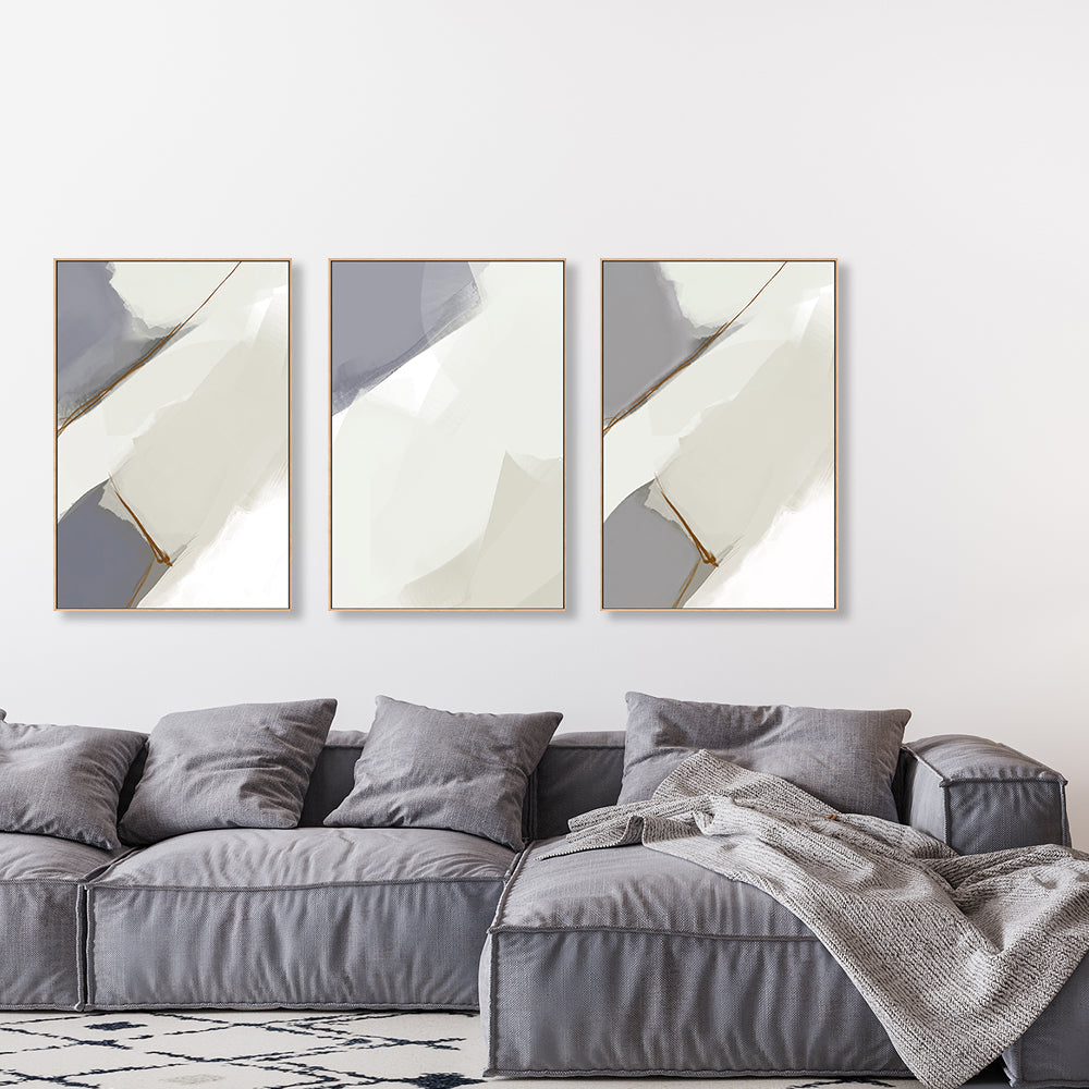 wall-art-print-canvas-poster-framed-Beige and Lilac Abstract, Style A, B & C, Set Of 3 , By Karine Tonial Grimm-GIOIA-WALL-ART