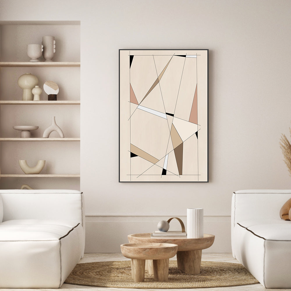 wall-art-print-canvas-poster-framed-Beige Angularity , By Elena Ristova-GIOIA-WALL-ART