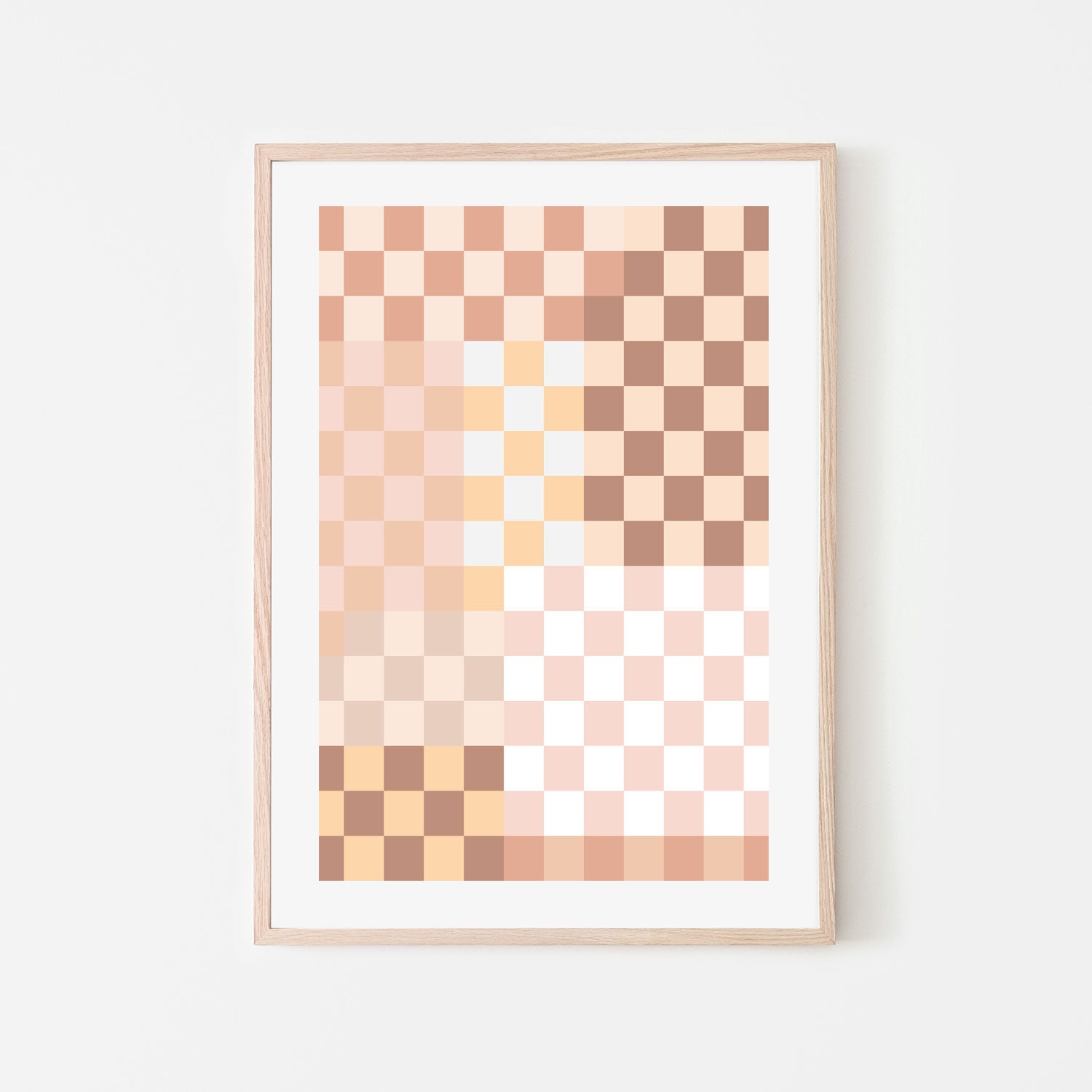 wall-art-print-canvas-poster-framed-Beige Checkered Pattern , By Elena Ristova-GIOIA-WALL-ART