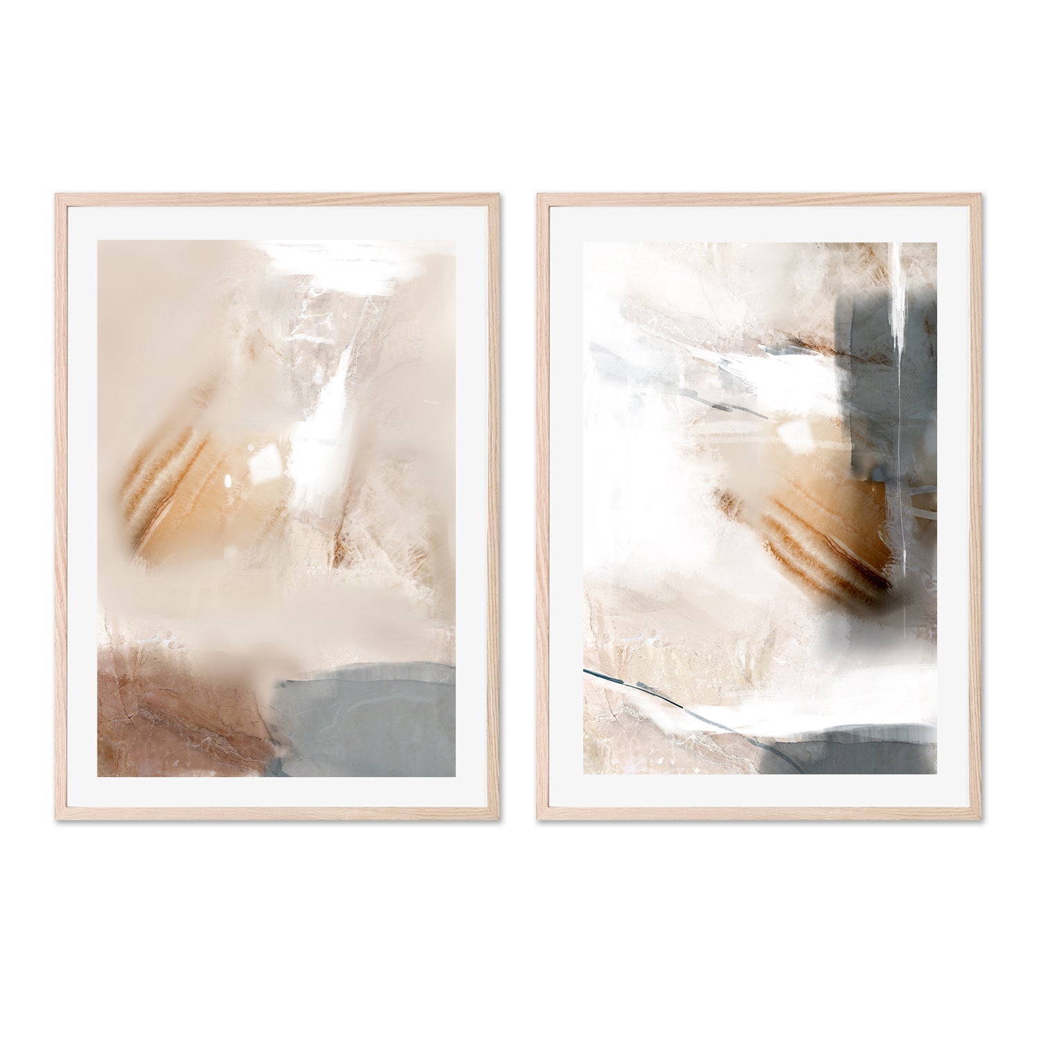 wall-art-print-canvas-poster-framed-Beige Fondness, Style A & B, Set of 2-GIOIA-WALL-ART