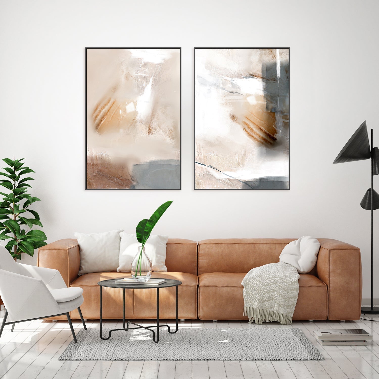 wall-art-print-canvas-poster-framed-Beige Fondness, Style A & B, Set of 2-GIOIA-WALL-ART