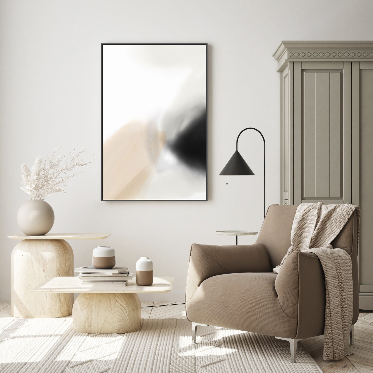 wall-art-print-canvas-poster-framed-Beige Nuance, Style B-GIOIA-WALL-ART