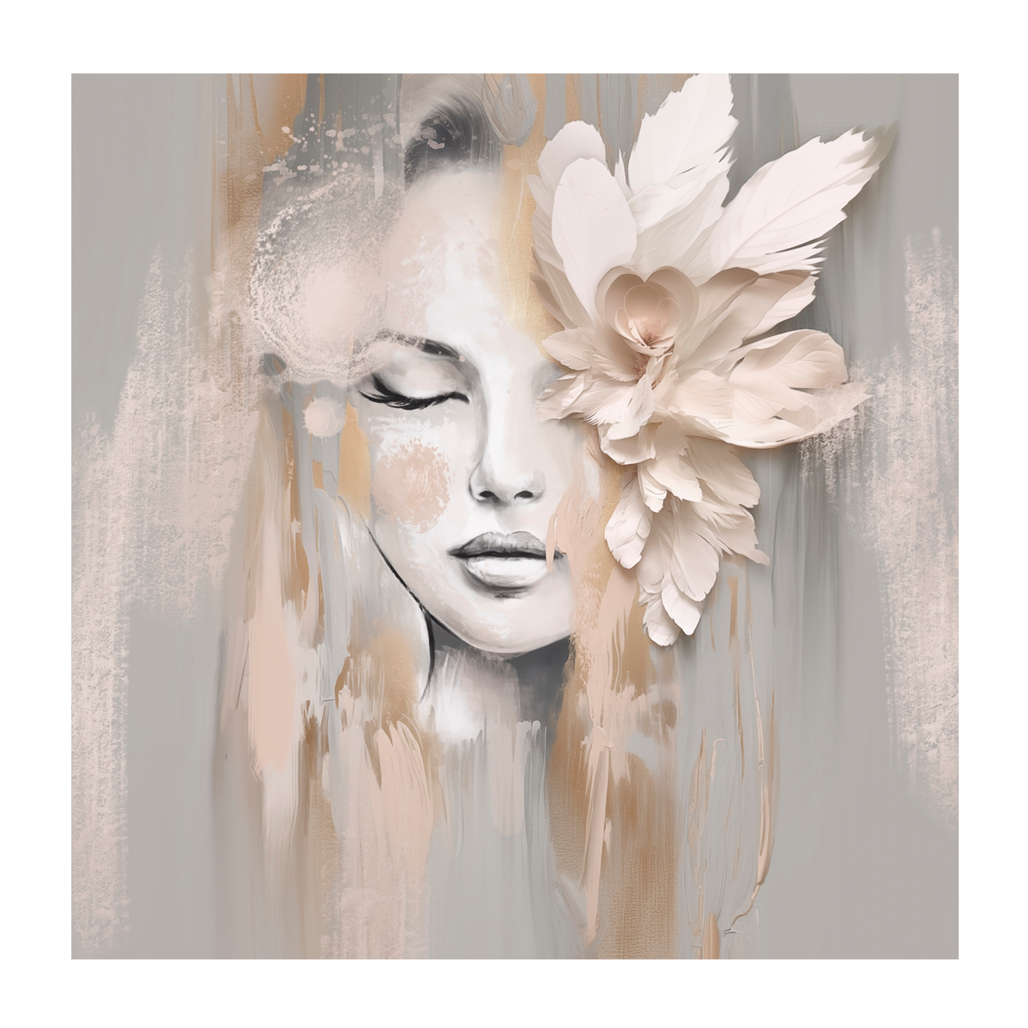 wall-art-print-canvas-poster-framed-Beige Petal , By Bella Eve-1