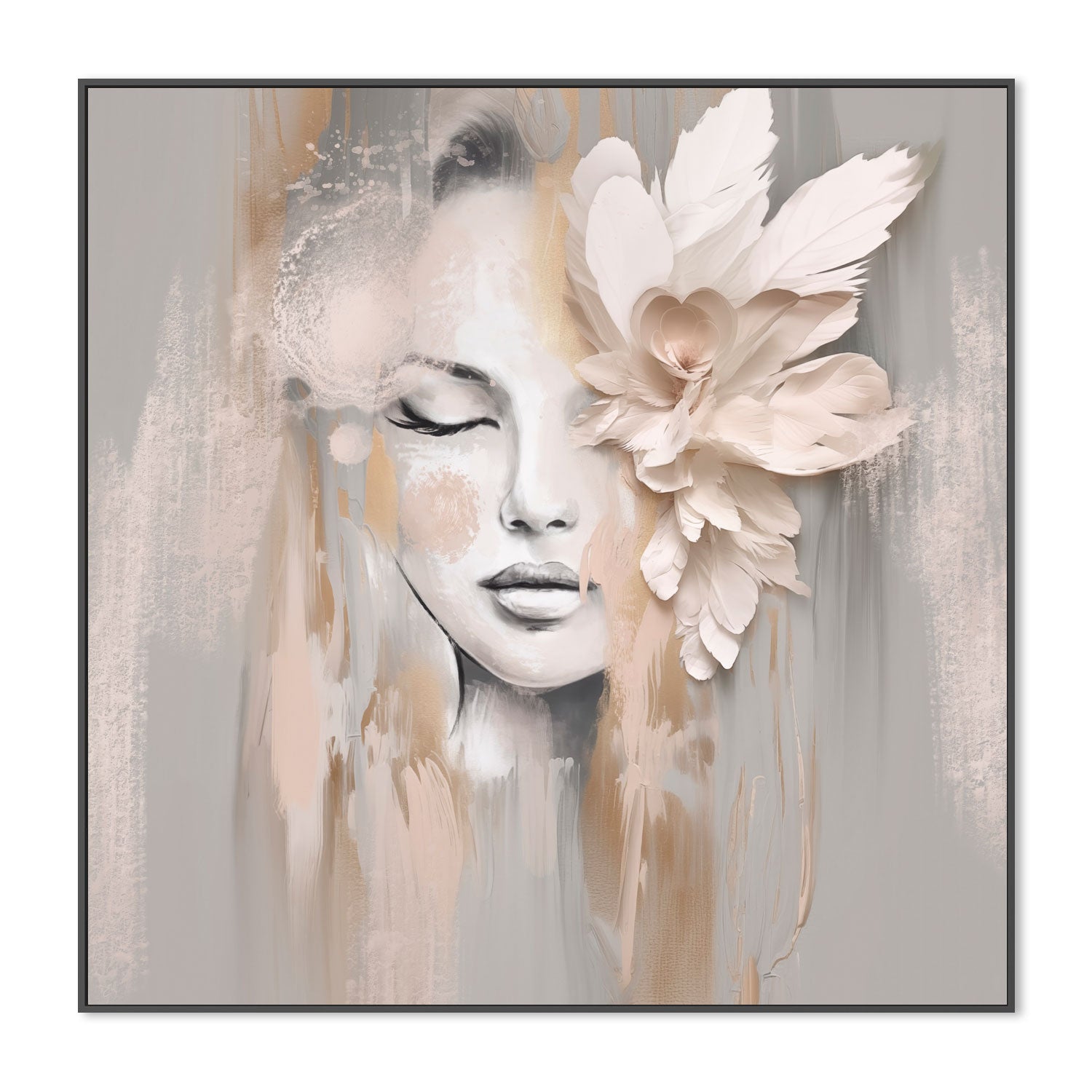 wall-art-print-canvas-poster-framed-Beige Petal , By Bella Eve-3