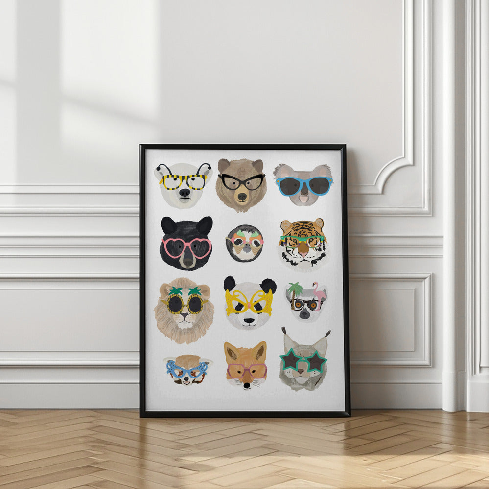 wall-art-print-canvas-poster-framed-Big Cats in glasses print , By Hanna Melin-2