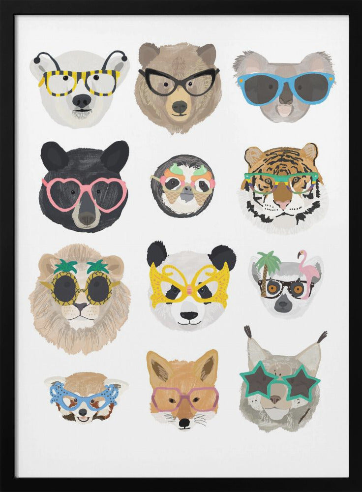 wall-art-print-canvas-poster-framed-Big Cats in glasses print , By Hanna Melin-3