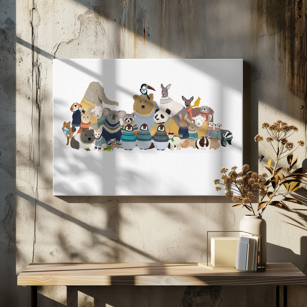 wall-art-print-canvas-poster-framed-Big Group of Friends In Jumpers , By Hanna Melin-2