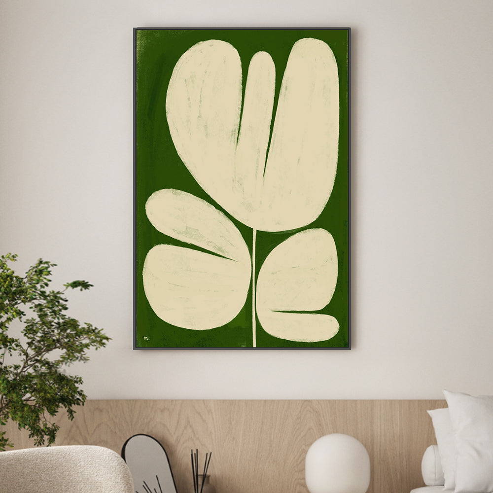 wall-art-print-canvas-poster-framed-Big White Flower On Green , By Marco Marella-2