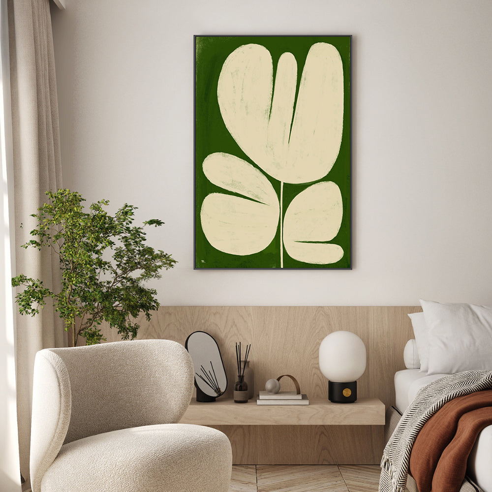 wall-art-print-canvas-poster-framed-Big White Flower On Green , By Marco Marella-7