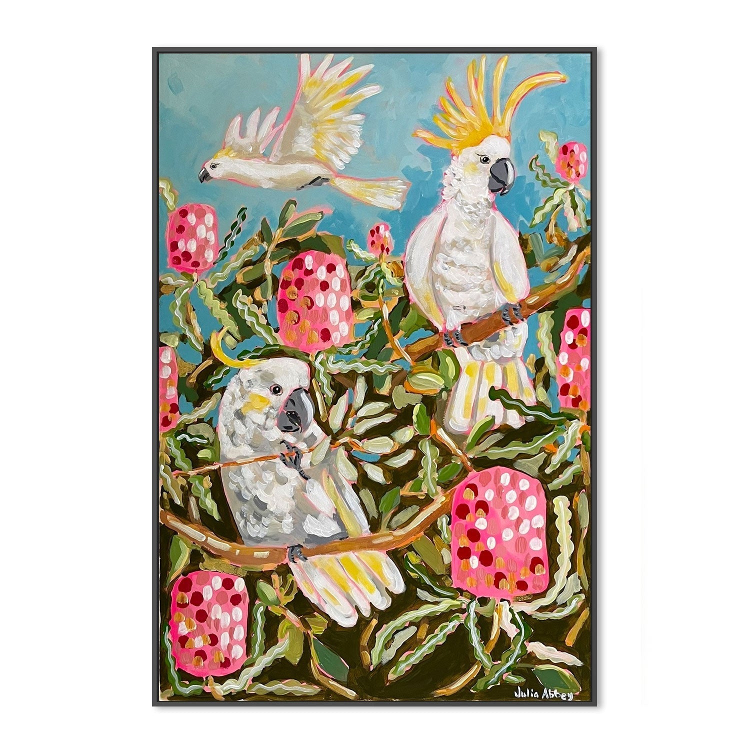 wall-art-print-canvas-poster-framed-Birds And Banksias , By Julia Abbey-3