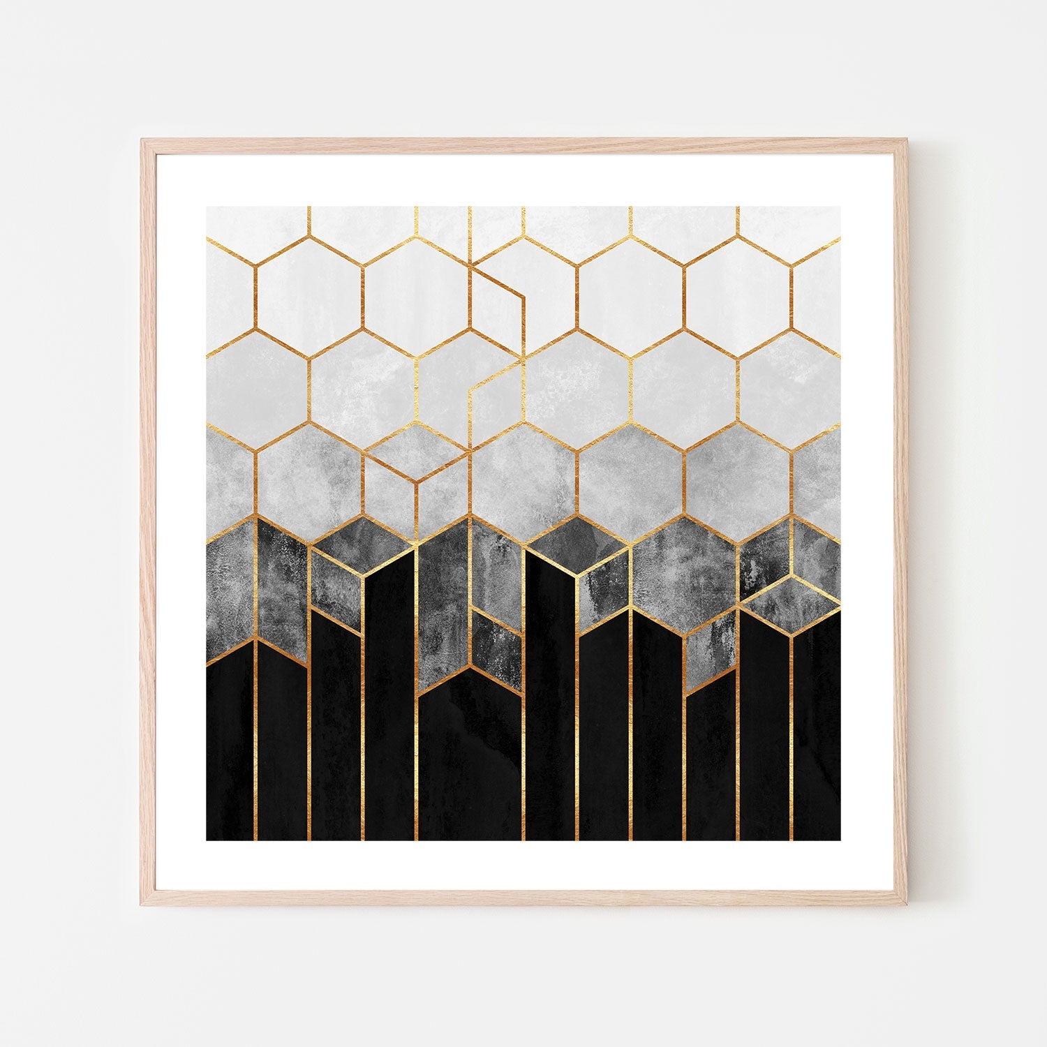 wall-art-print-canvas-poster-framed-Black and Grey Gradient Cubes-GIOIA-WALL-ART