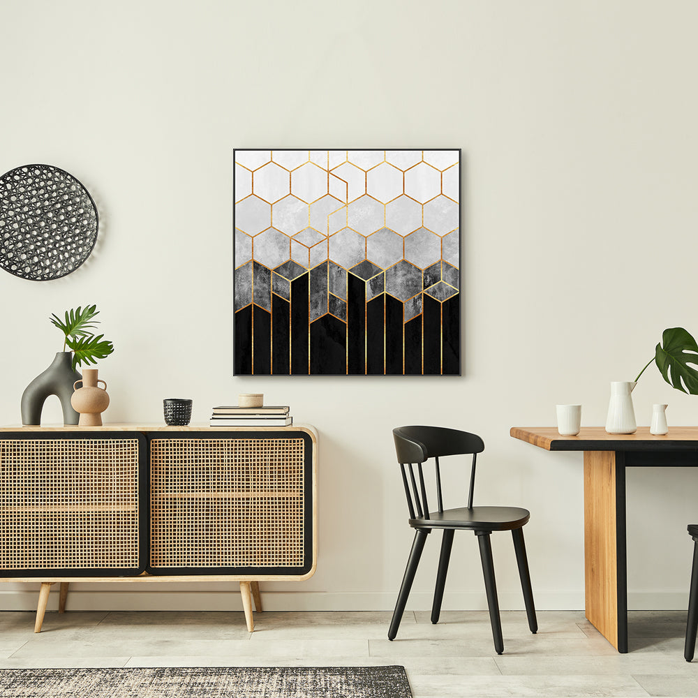 wall-art-print-canvas-poster-framed-Black and Grey Gradient Cubes-GIOIA-WALL-ART