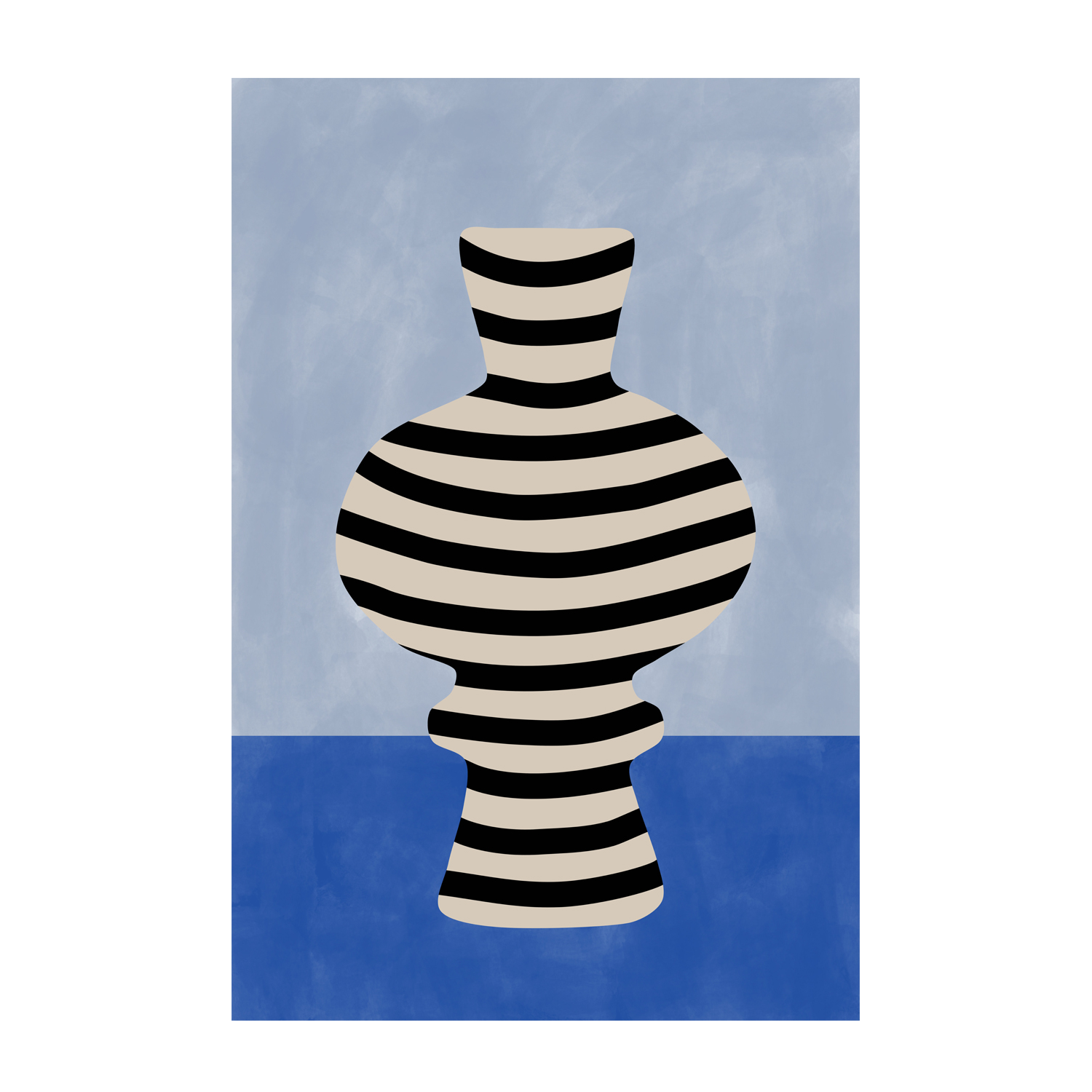 wall-art-print-canvas-poster-framed-Black And White Striped Vase , By Elena Ristova-GIOIA-WALL-ART