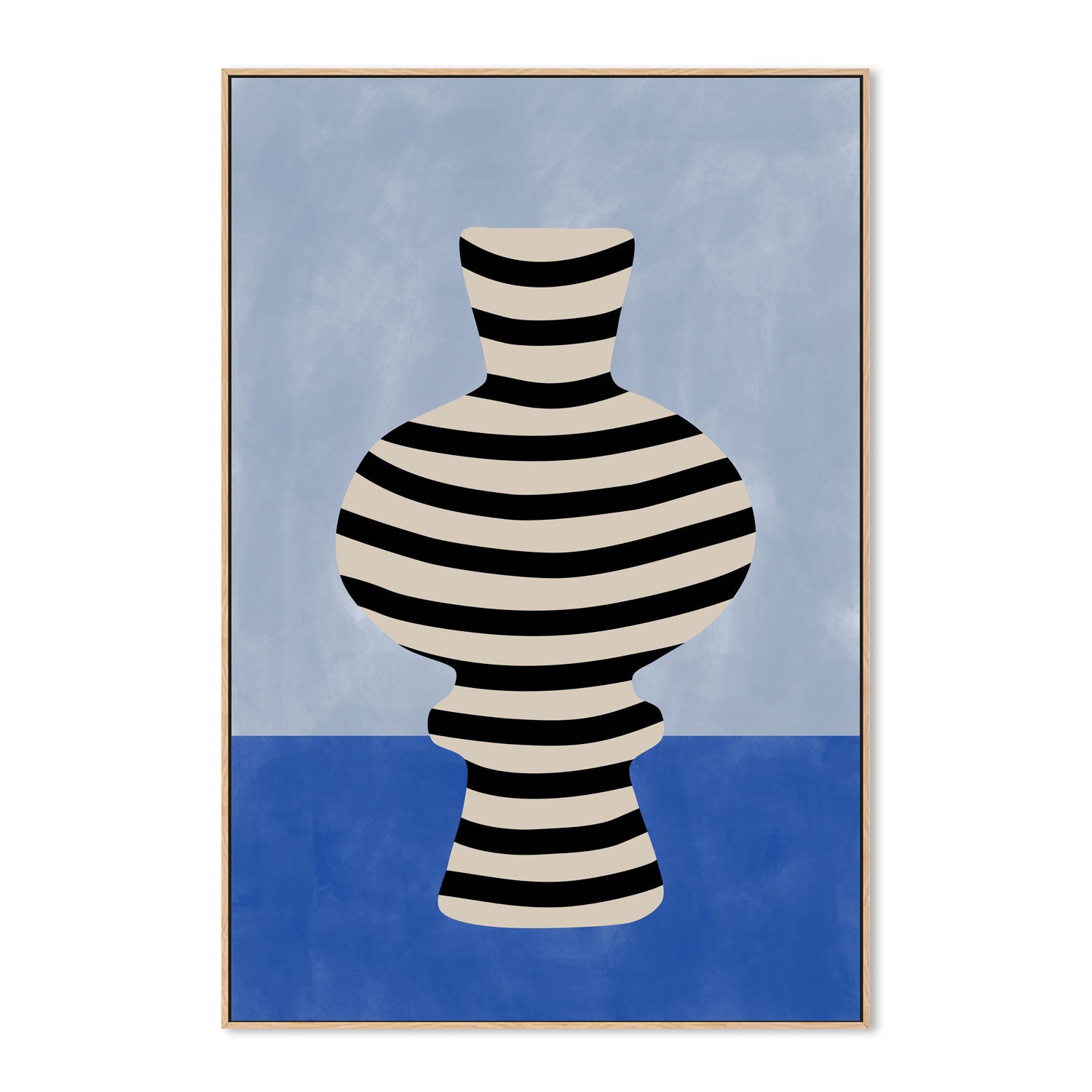 wall-art-print-canvas-poster-framed-Black And White Striped Vase , By Elena Ristova-GIOIA-WALL-ART