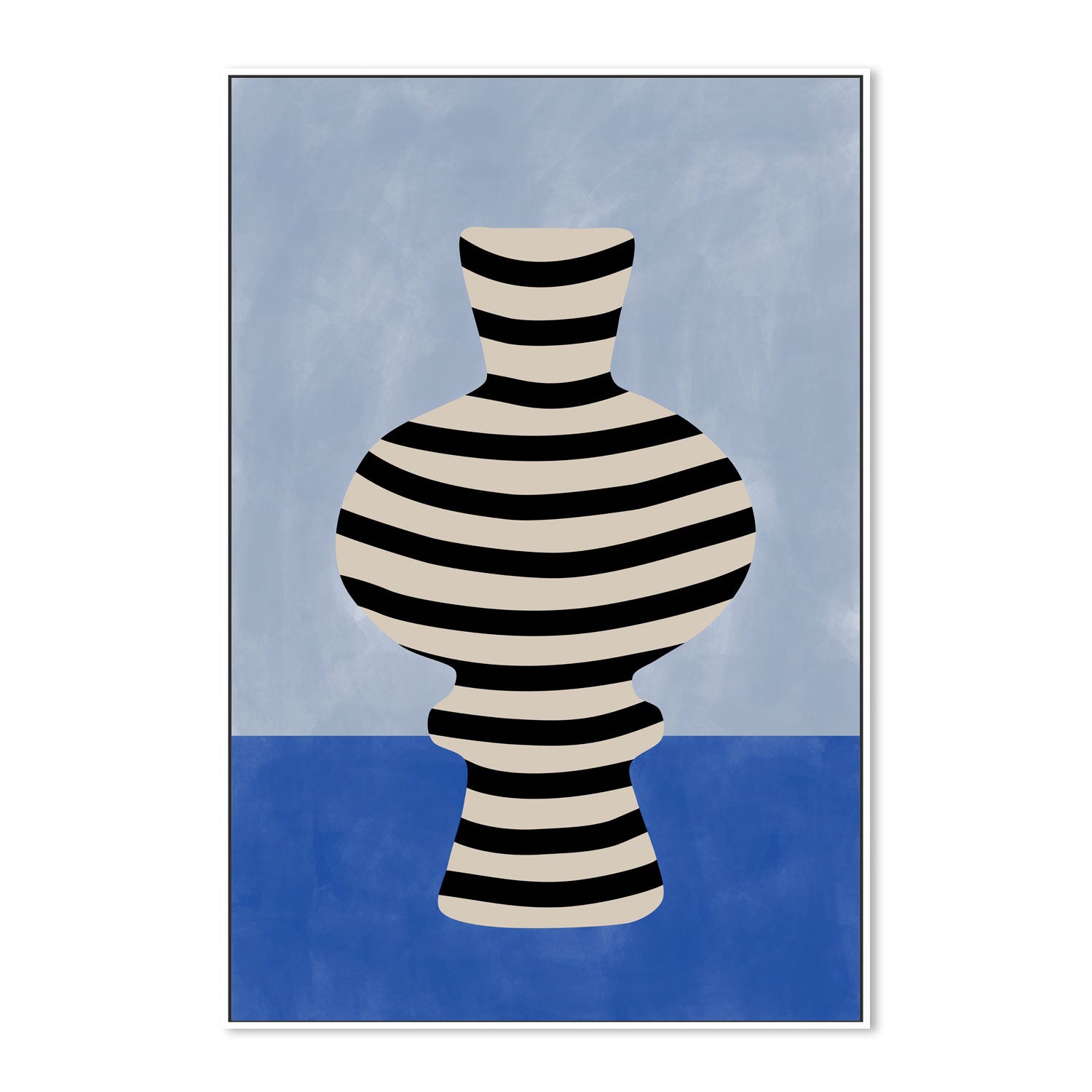 wall-art-print-canvas-poster-framed-Black And White Striped Vase , By Elena Ristova-GIOIA-WALL-ART