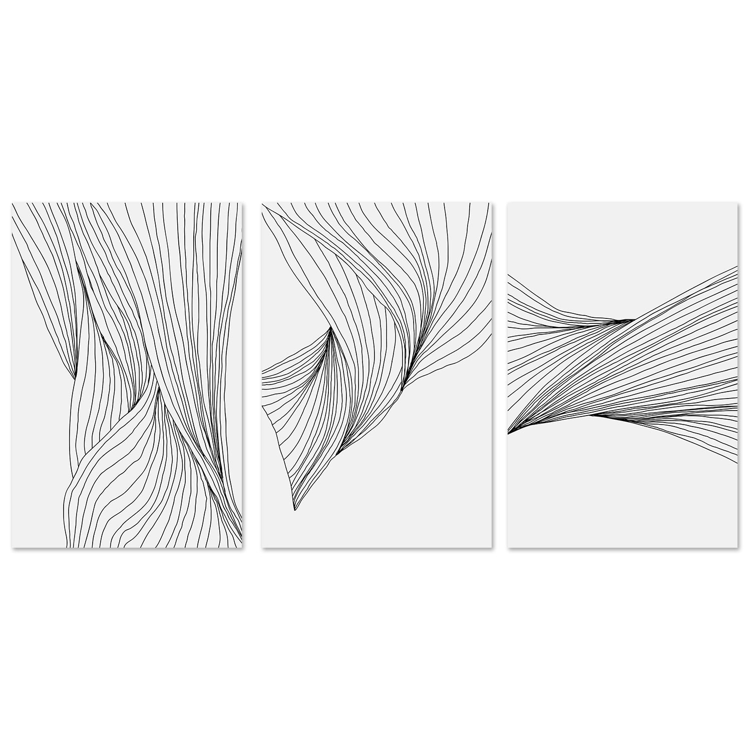 wall-art-print-canvas-poster-framed-Black Lines, Style A, B & C, Set Of 3-GIOIA-WALL-ART