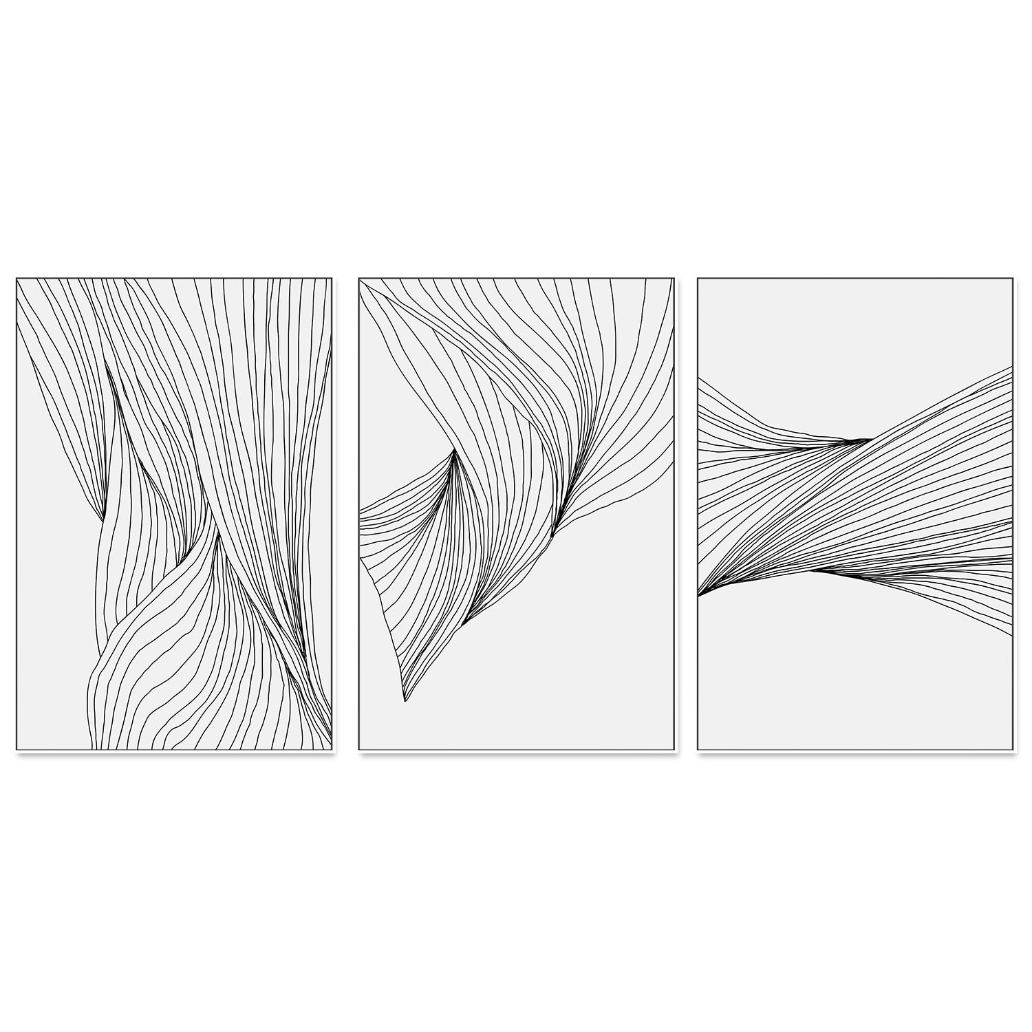 wall-art-print-canvas-poster-framed-Black Lines, Style A, B & C, Set Of 3-GIOIA-WALL-ART