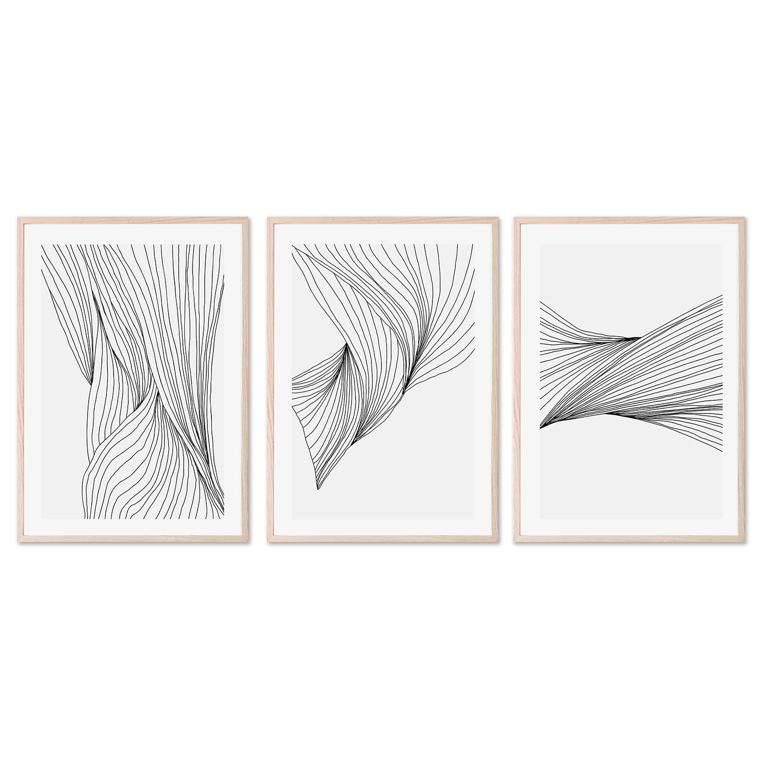 wall-art-print-canvas-poster-framed-Black Lines, Style A, B & C, Set Of 3-GIOIA-WALL-ART