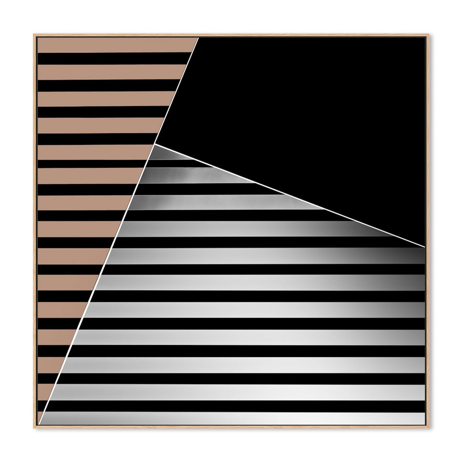 wall-art-print-canvas-poster-framed-Black, White And Brown Abstract Geometry , By Gilbert Claes-GIOIA-WALL-ART