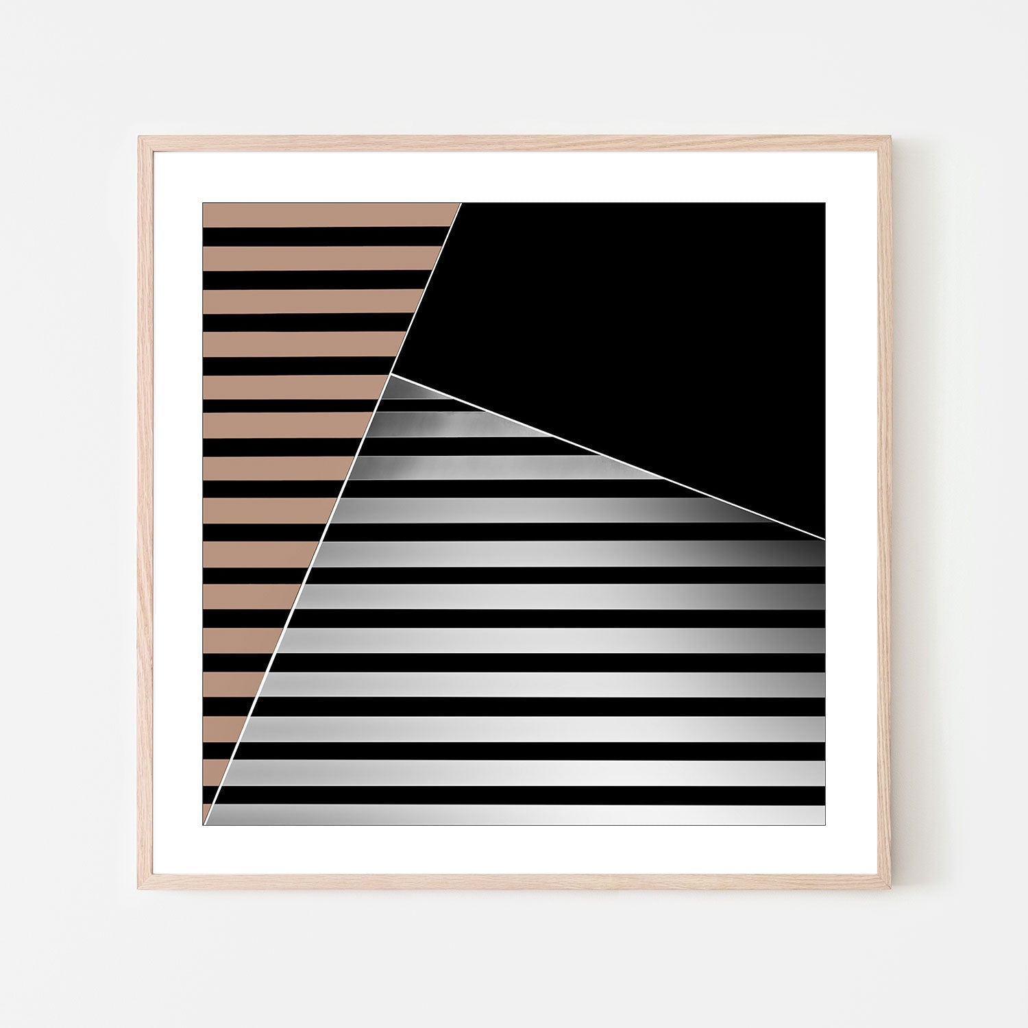 wall-art-print-canvas-poster-framed-Black, White And Brown Abstract Geometry , By Gilbert Claes-GIOIA-WALL-ART