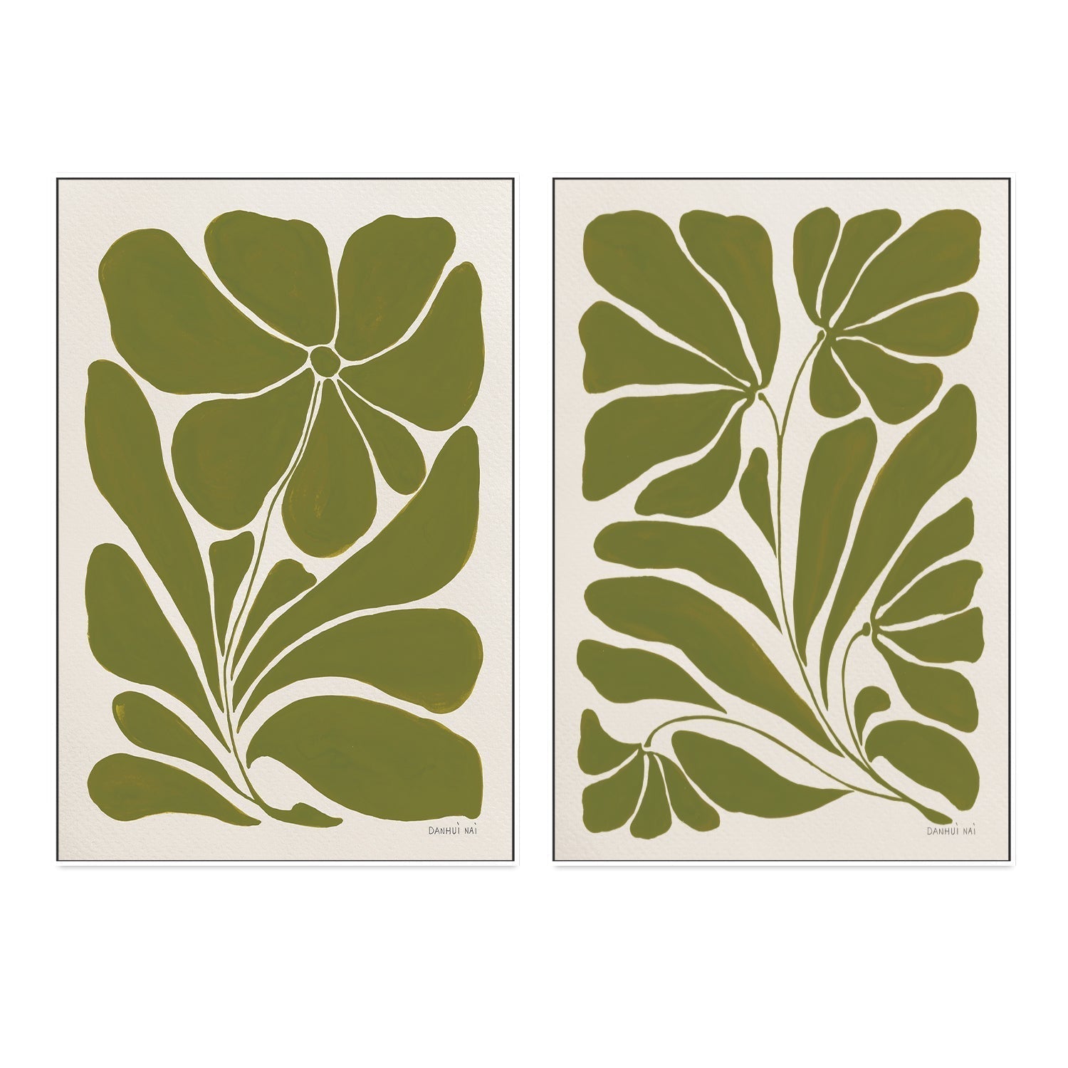 wall-art-print-canvas-poster-framed-Blooming Joy Green, Style A & Style B, Set Of 2 , By Danhui Nai-GIOIA-WALL-ART