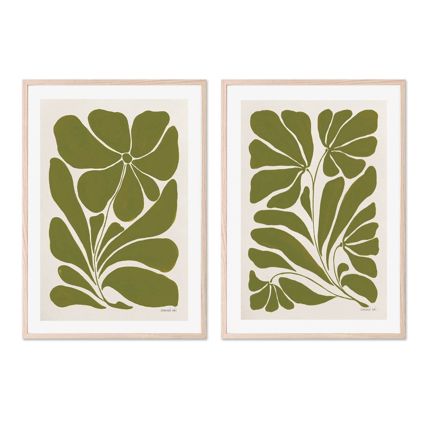 wall-art-print-canvas-poster-framed-Blooming Joy Green, Style A & Style B, Set Of 2 , By Danhui Nai-GIOIA-WALL-ART