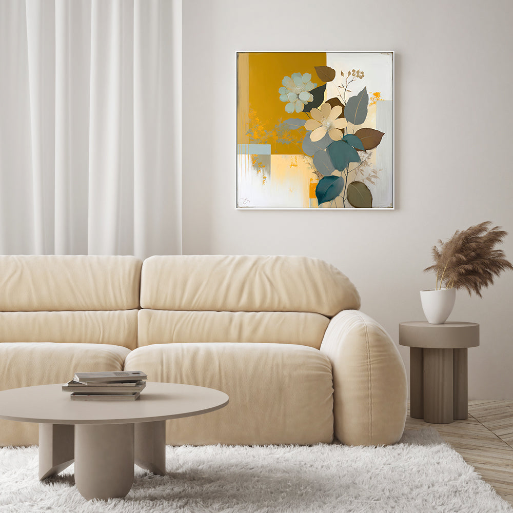 wall-art-print-canvas-poster-framed-Blue And Mustard Botanicals, Style A , By Bella Eve-GIOIA-WALL-ART