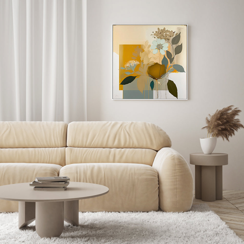 wall-art-print-canvas-poster-framed-Blue And Mustard Botanicals, Style B , By Bella Eve-GIOIA-WALL-ART