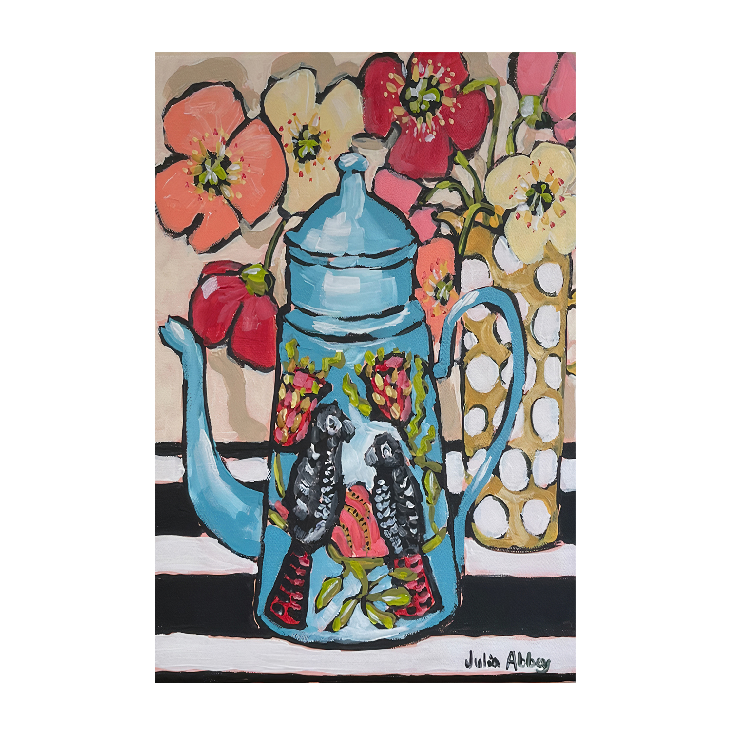 wall-art-print-canvas-poster-framed-Blue Coffee Pot , By Julia Abbey-1