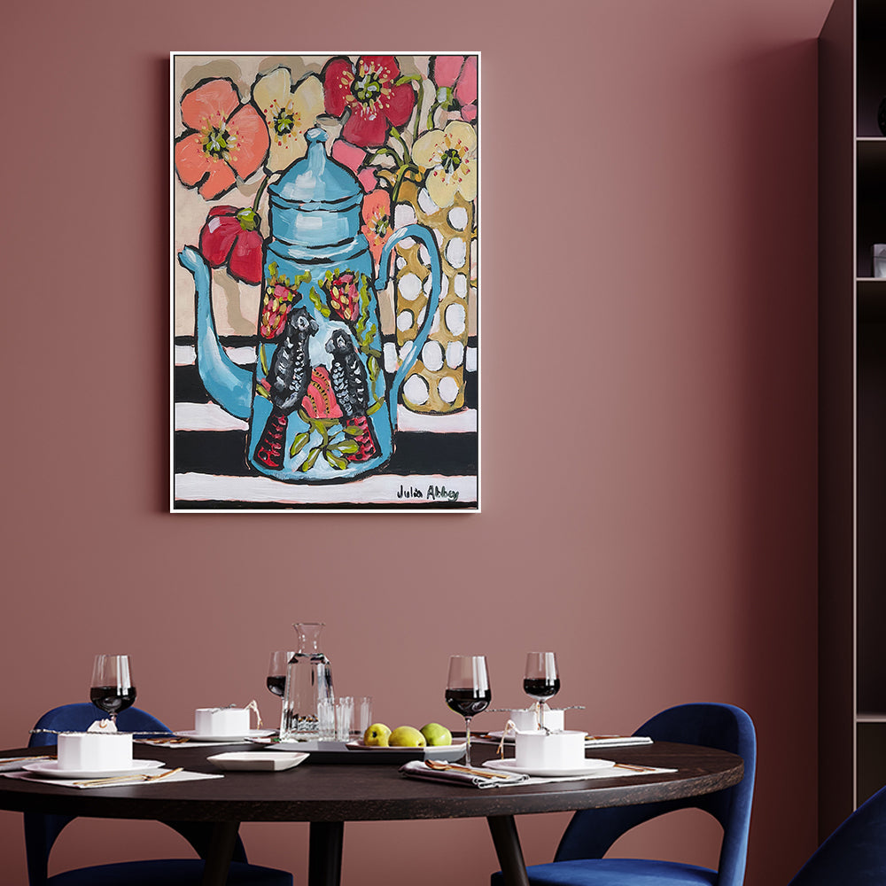 wall-art-print-canvas-poster-framed-Blue Coffee Pot , By Julia Abbey-2