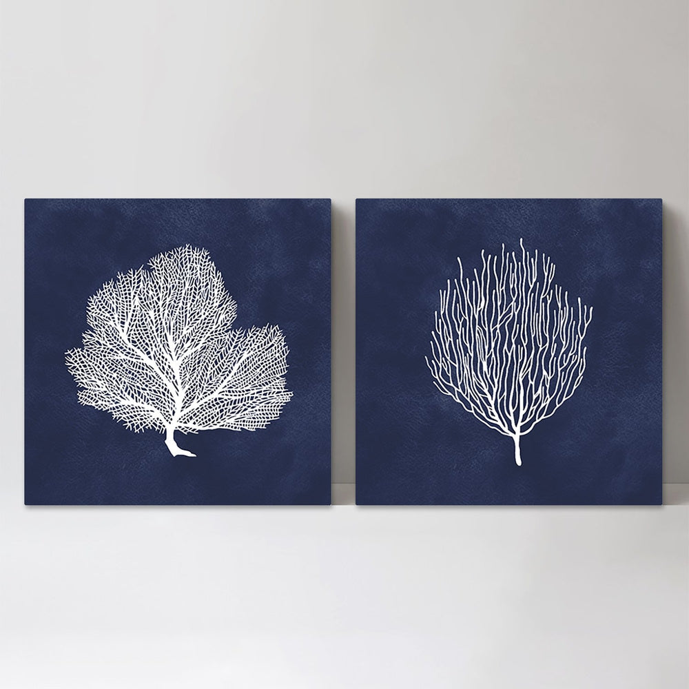 wall-art-print-canvas-poster-framed-Blue Coral, Set Of 2-by-Gioia Wall Art-Gioia Wall Art