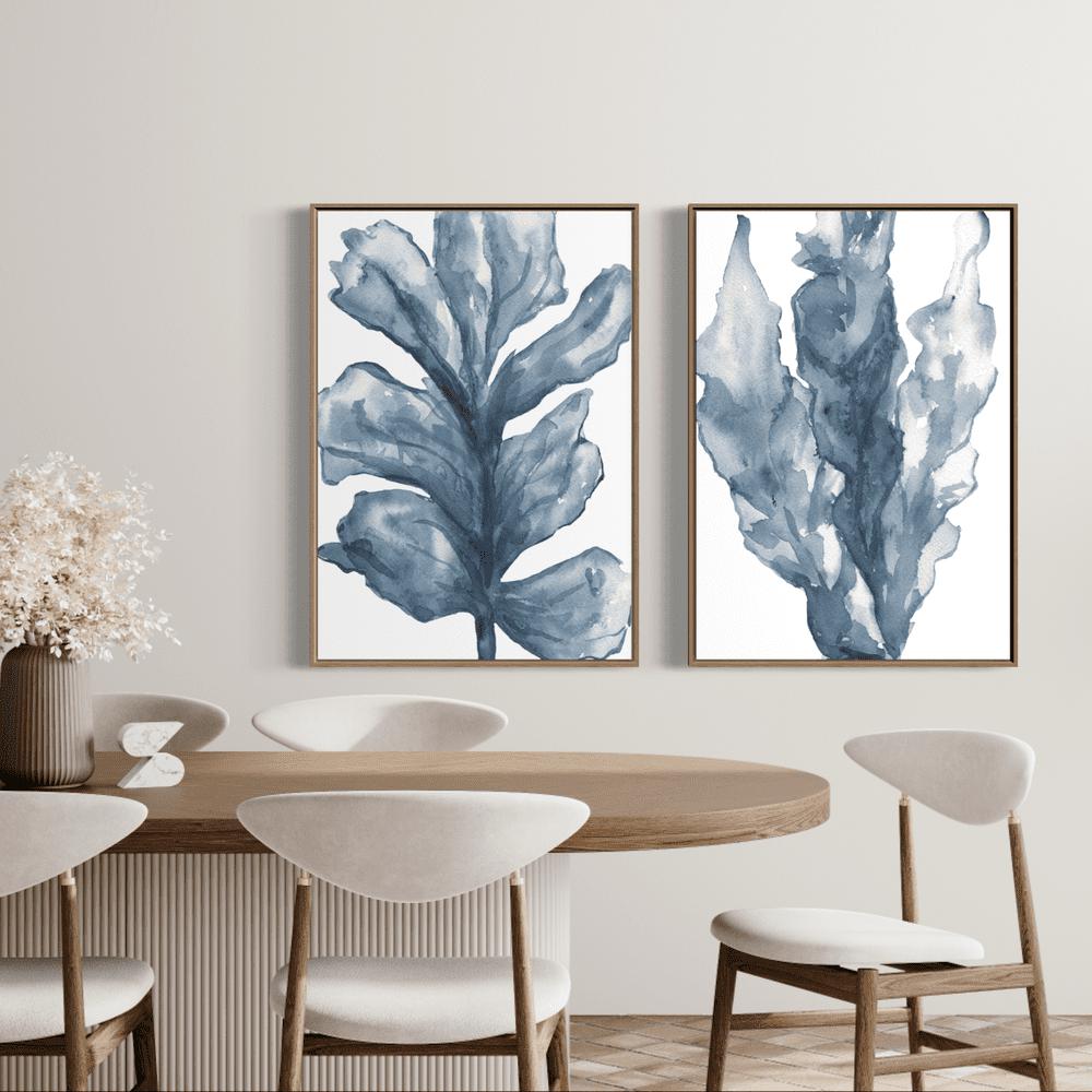 wall-art-print-canvas-poster-framed-Blue Coral, Set of 2-by-Emily Wood-Gioia Wall Art