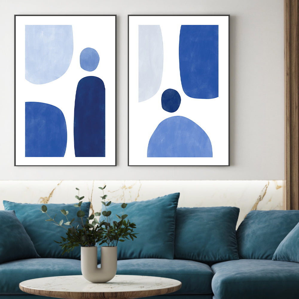 wall-art-print-canvas-poster-framed-Blue Echoes, Style A & B, Set Of 2 , By Elena Ristova-GIOIA-WALL-ART