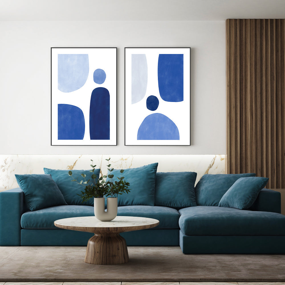 wall-art-print-canvas-poster-framed-Blue Echoes, Style A & B, Set Of 2 , By Elena Ristova-GIOIA-WALL-ART