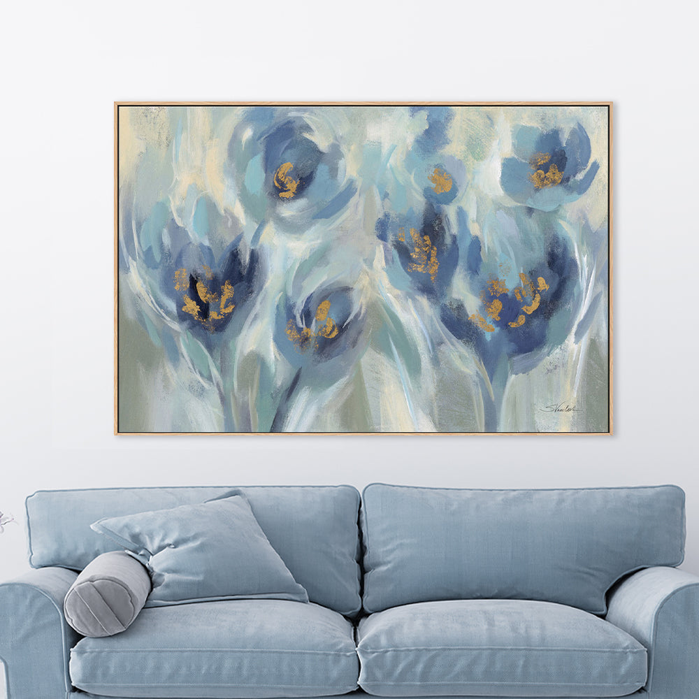 wall-art-print-canvas-poster-framed-Blue Fairy Tale Floral Light, Style C-by-Silvia Vassileva-Gioia Wall Art