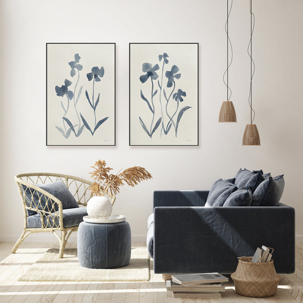 wall-art-print-canvas-poster-framed-Blue Florals, Style A & B, Set Of 2 , By Pamela Munger-GIOIA-WALL-ART