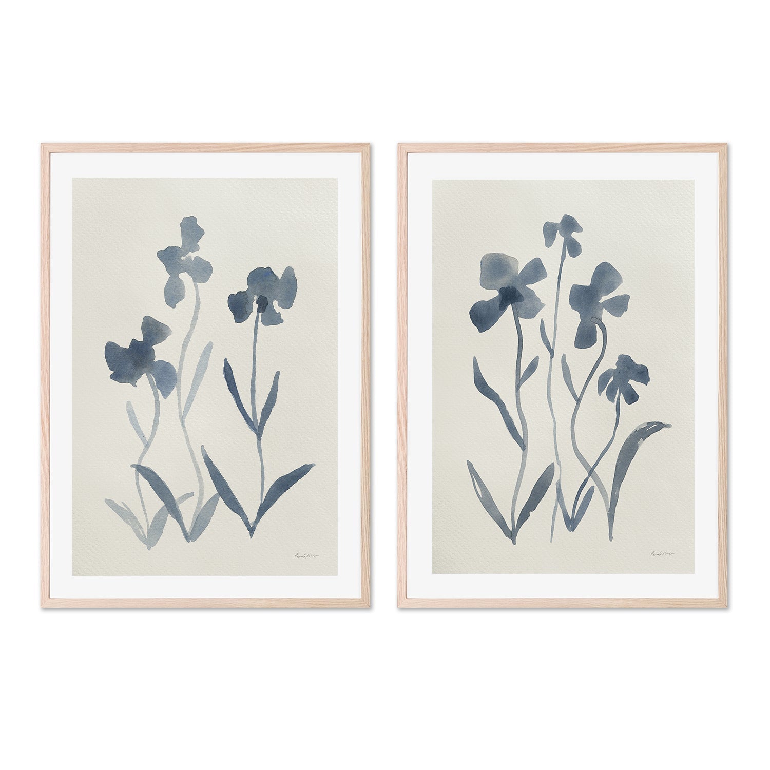 wall-art-print-canvas-poster-framed-Blue Florals, Style A & B, Set Of 2 , By Pamela Munger-GIOIA-WALL-ART