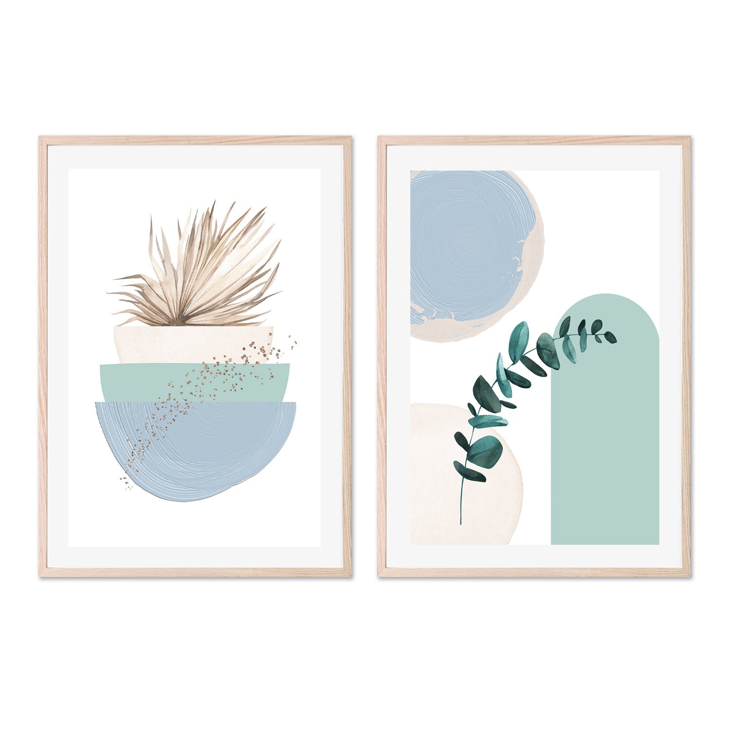 wall-art-print-canvas-poster-framed-Blue Green Boho, Style A & B, Set Of 2 , By Sally Ann Moss-GIOIA-WALL-ART