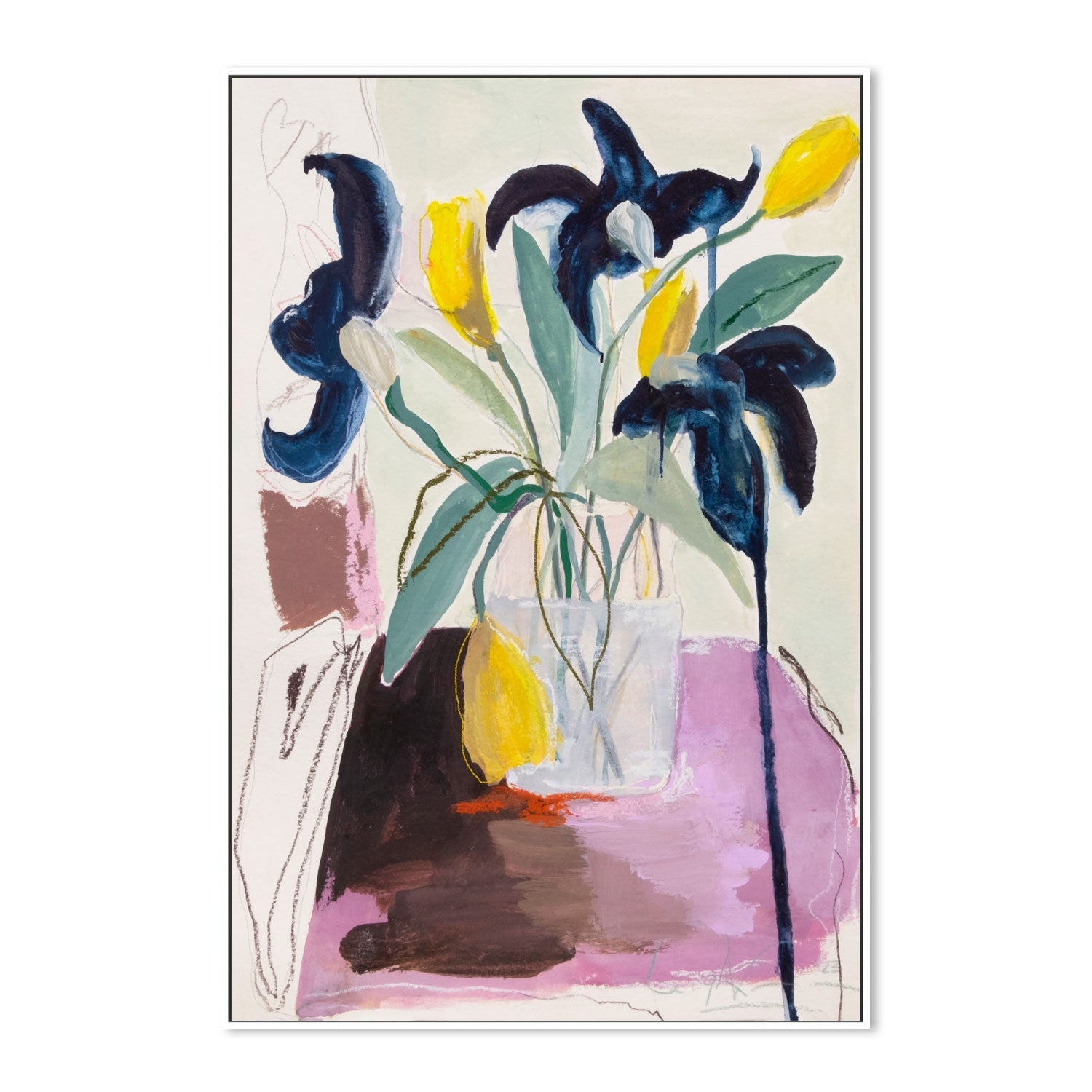 wall-art-print-canvas-poster-framed-Blue Iris And Daffodils , By Leigh Viner-5