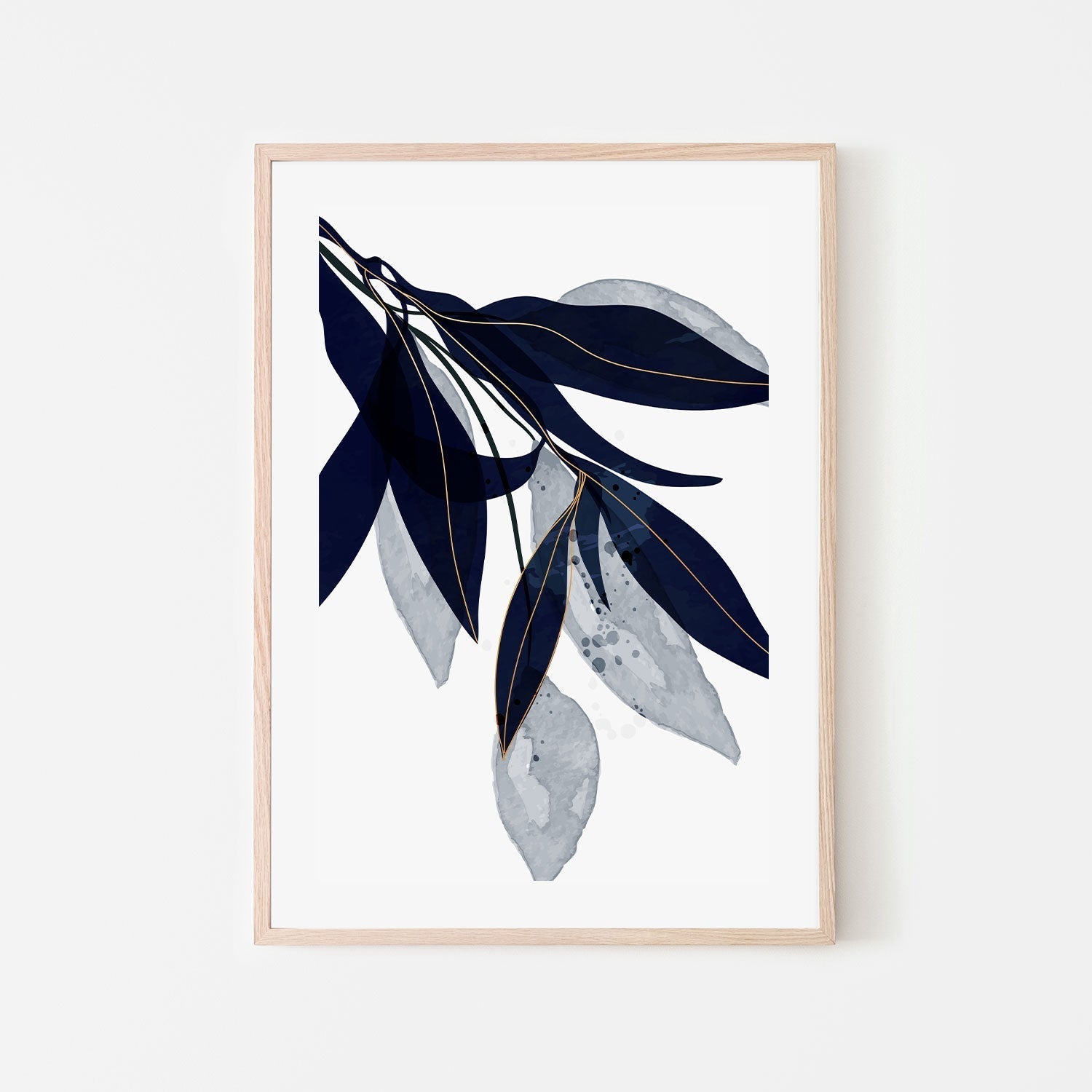 wall-art-print-canvas-poster-framed-Blue Leaves, Style A-GIOIA-WALL-ART