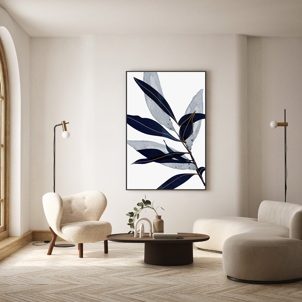 wall-art-print-canvas-poster-framed-Blue Leaves, Style B-GIOIA-WALL-ART